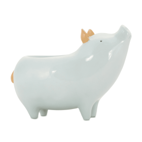 Elegant Blue And Gold Pig Planter Set
