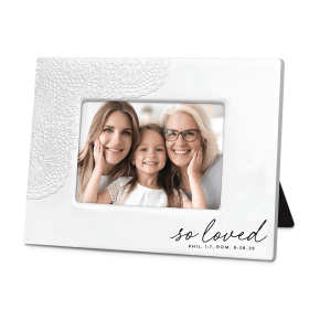 Lace Textured Photo Frame - So Loved