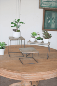 Elegant Set Of Three Wood And Metal Risers