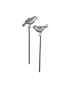 Zwazo Handcrafted Metal Bird Plant Stakes - Set Of Two
