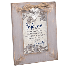 Rustic Grey Wash Photo Frame With Heart Locket