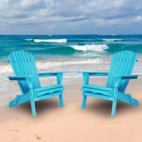 Two Piece Outdoor Solid Wood Folding Beach Chair, Frog Chair, Courtyard Folding Chair, Shipped By FEDEX Logistics (Option: Light Blue)