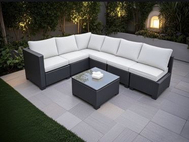 Outdoor Recreation, Courtyard Garden, Rattan Table And Chair Combination (Color: White)